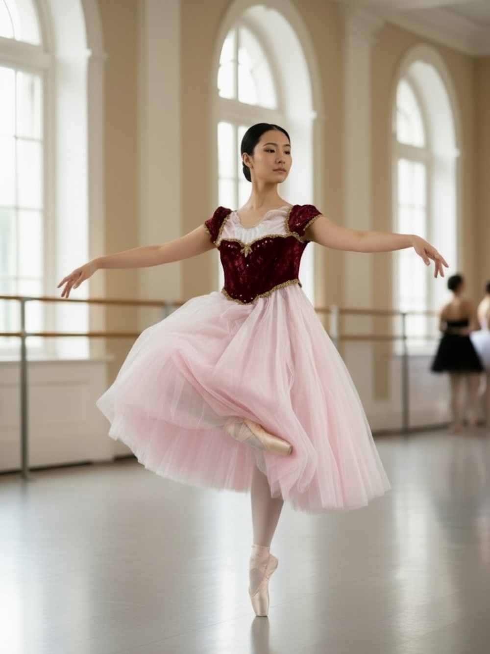 ✨Glam Under the Lights - Elegant Pink & Burgundy Ballet Dress  ✨